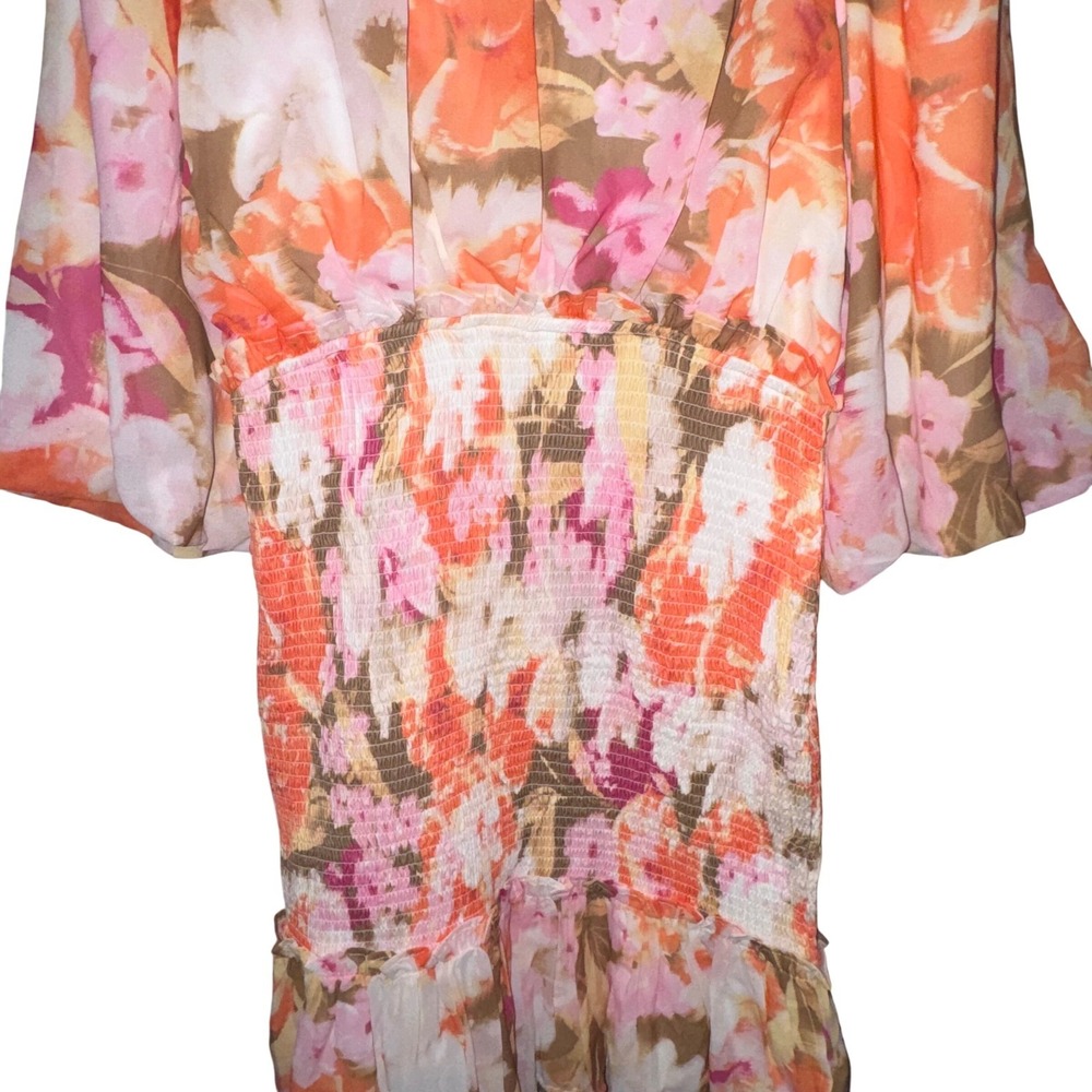 Rachel Parcell Floral Smocked Midi Dress Cottagecore Garden Party romantic S - Picture 3 of 6